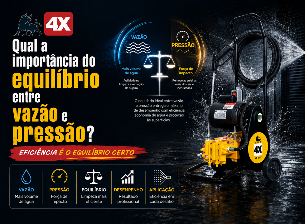 Qual a importância do equilíbrio entre vazão e pressão?